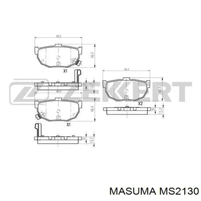Задні гальмівні колодки Masuma MS2130 ціна, від 13.61 USD