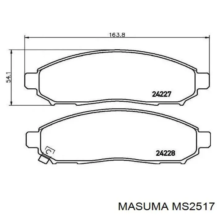 Купити MS2517 Masuma Колодки гальмівні передні, дискові