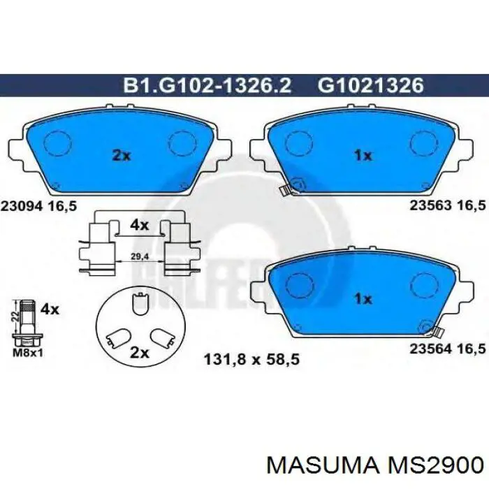 MS2900 Masuma Передні гальмівні колодки