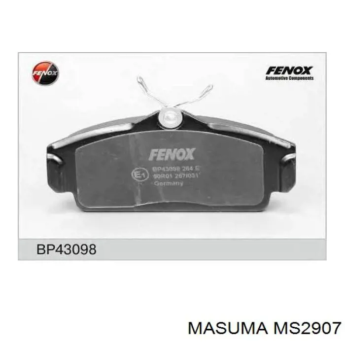 Купити MS2907 Masuma Колодки гальмівні передні, дискові