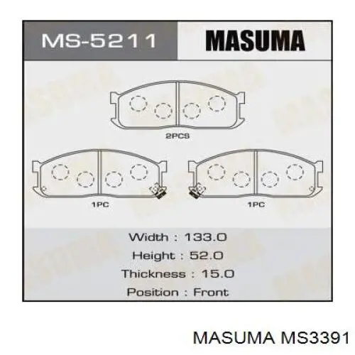 Колодки гальмові задні, дискові MS3391 Masuma