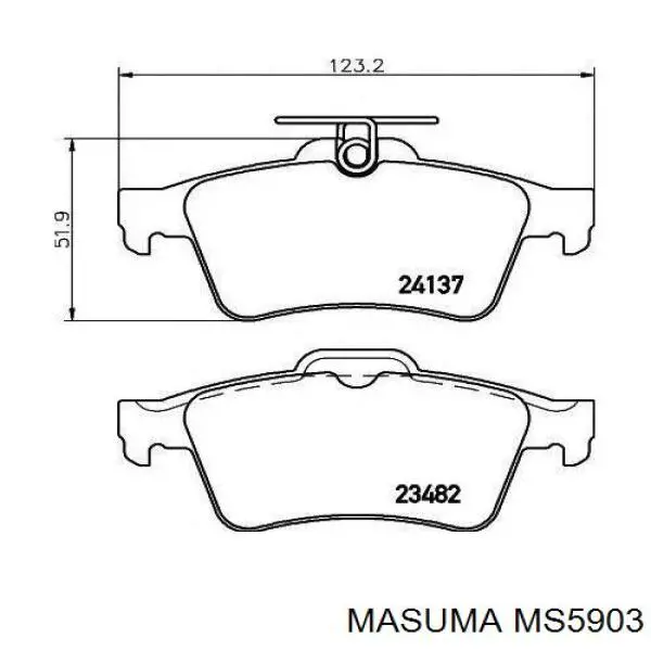 MS5903 Masuma Колодки гальмівні задні, дискові