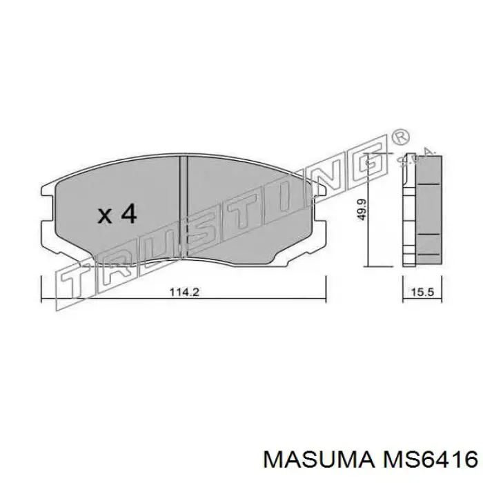 Передні тормозні колодки MS6416 Masuma