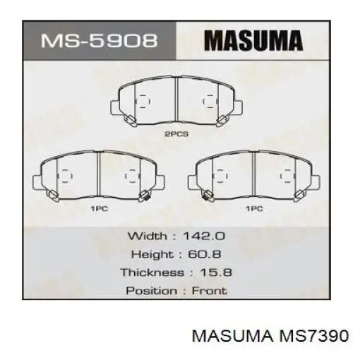 Колодки гальмівні передні, дискові MS7390 Masuma