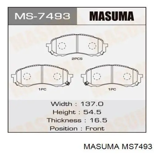 Гальмівні колодки Masuma MS7493 ціна, від 21.30 USD