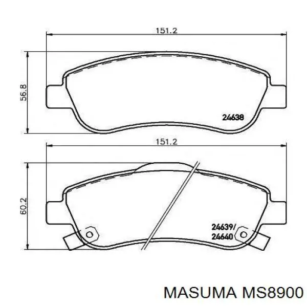 Купити MS8900 Masuma Колодки гальмівні передні, дискові