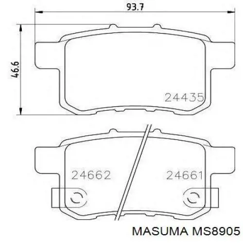 Задні гальмівні колодки Masuma MS8905 ціна, від 19.63 USD