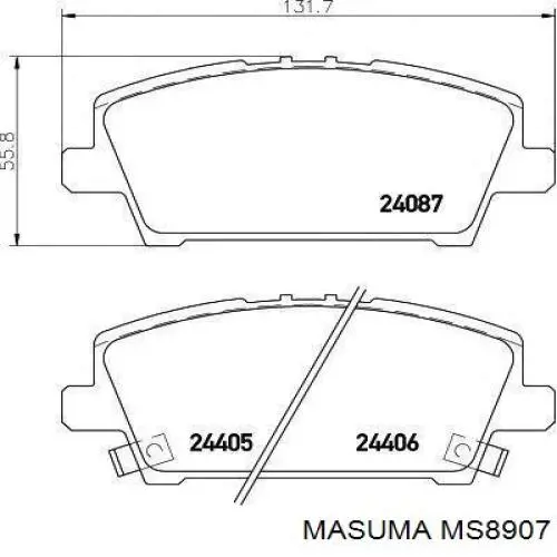 MS8907 Masuma Передні гальмівні колодки