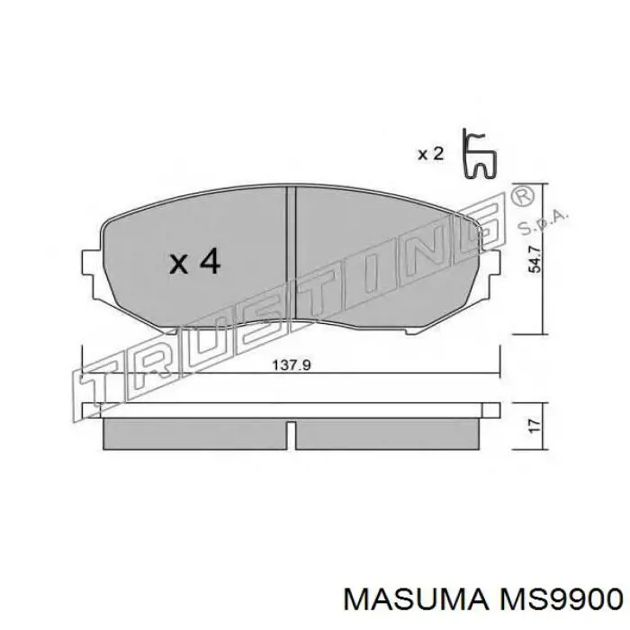 Передні тормозні колодки MS9900 Masuma