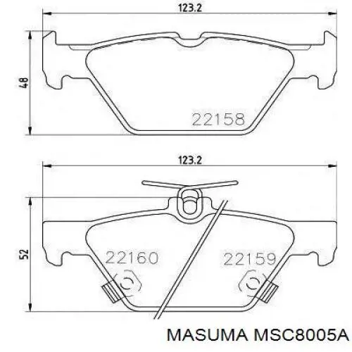 Задні гальмівні колодки Masuma MSC8005A ціна, від 30.80 USD
