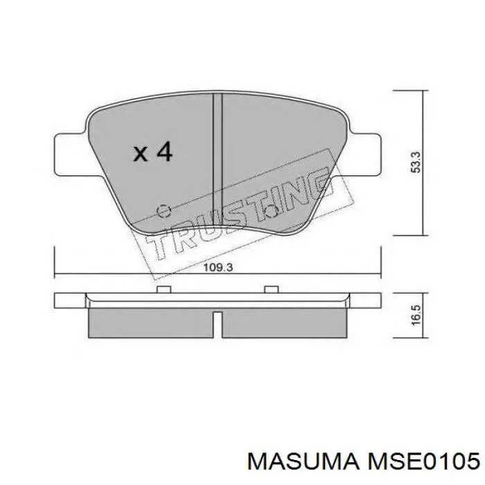 MSE0105 Masuma Колодки гальмівні задні, дискові