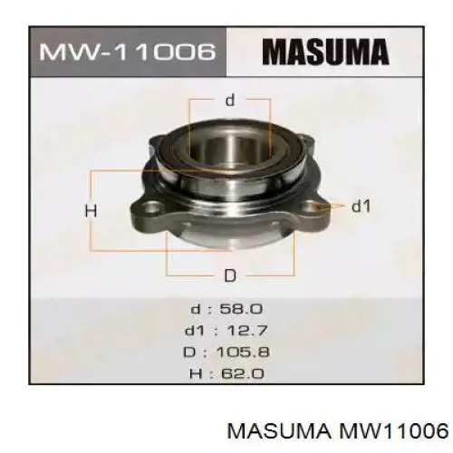 Комплект підшипник маточини передньої Masuma MW11006 ціна, від 66.92 USD