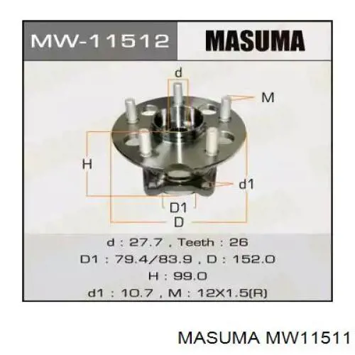 Маточина задня ліва MW11511 MASUMA