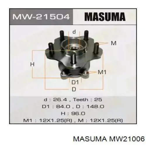 Купити MW21006 Masuma Маточини передніх коліс