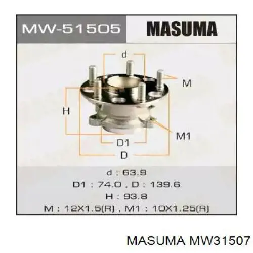 Маточини задніх коліс Masuma MW31507 ціна, від 56.83 USD