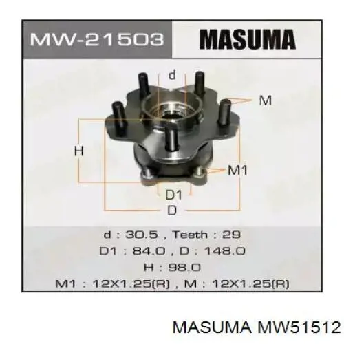 Маточини задніх коліс Masuma MW51512 ціна, від 53.52 USD