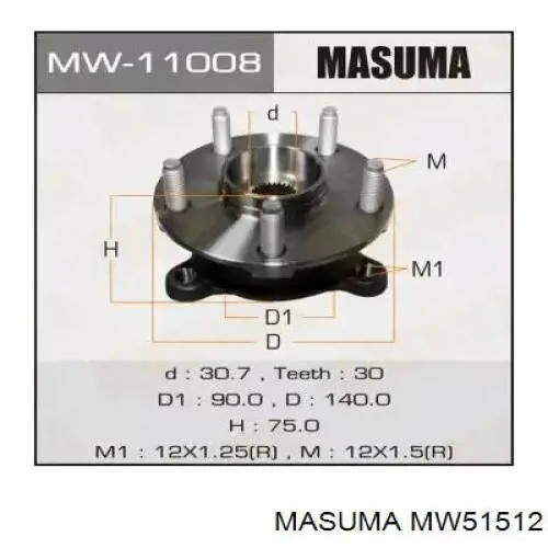 Купити MW51512 Masuma Підшипник ступиці колеса