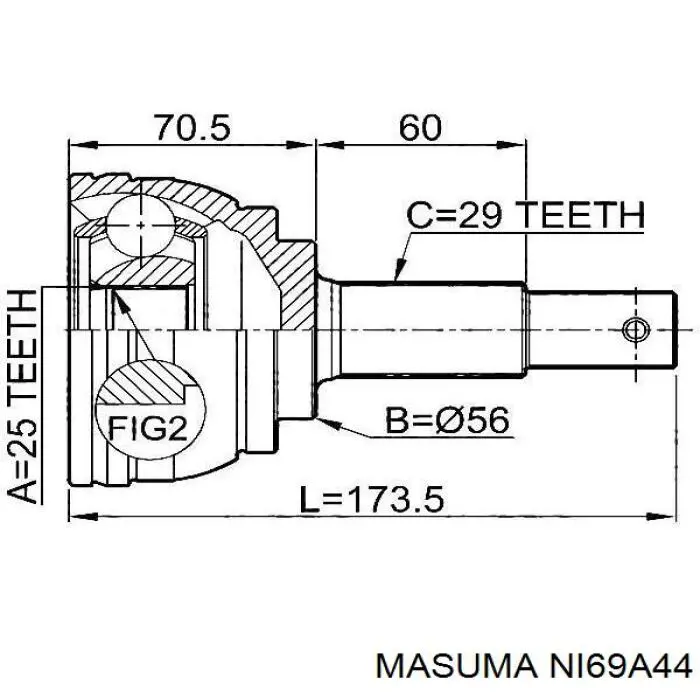 ШРУС зовнішній передній NI69A44 Masuma