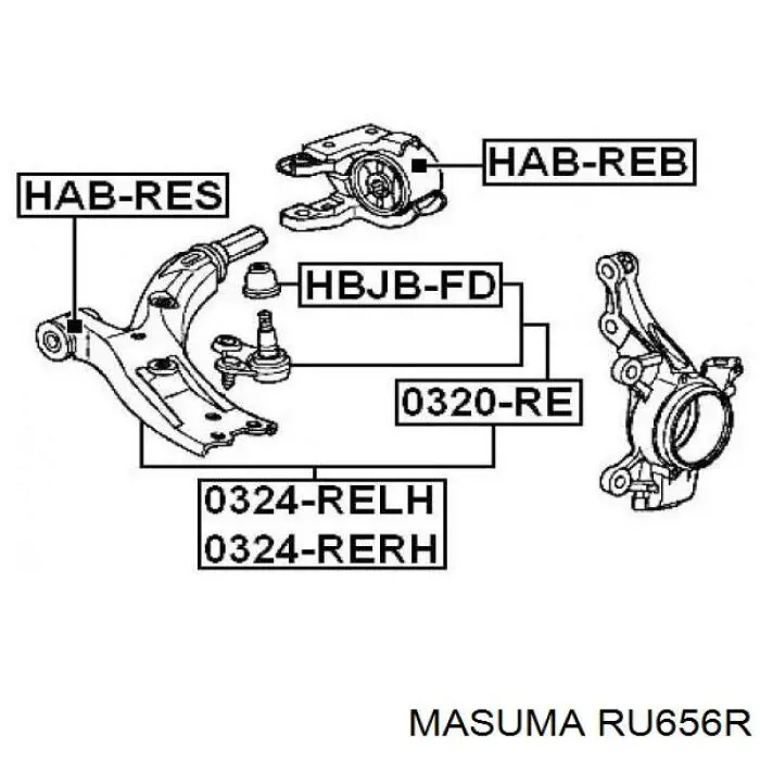 Сайлентблок переднього важеля RU656R Masuma