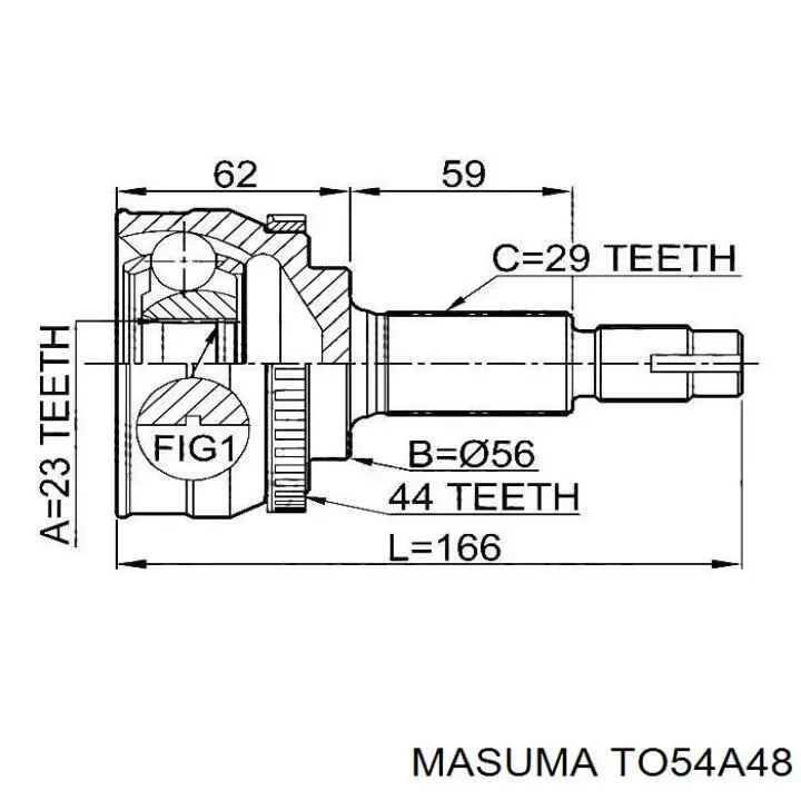 ШРУС зовнішній передній, правий TO54A48 Masuma