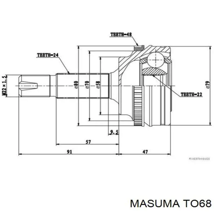 ШРУС зовнішній передній TO68 Masuma