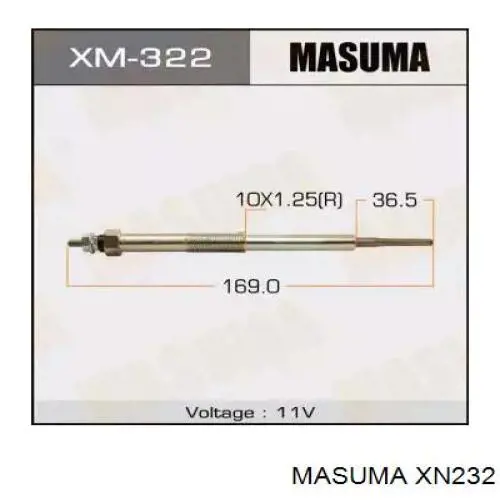 Свічки розжарювання XN232 MASUMA