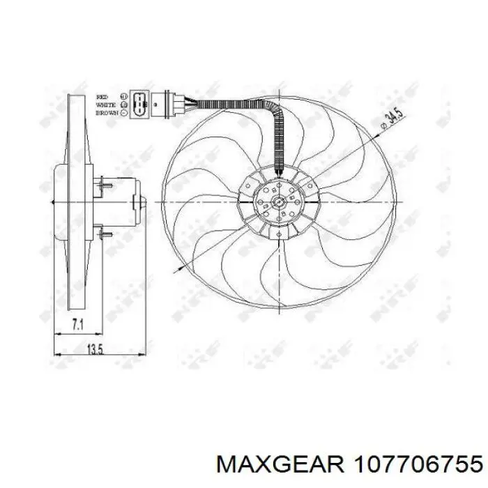 Електровентилятор охолодження в зборі (мотор + крильчатка), правий Maxgear 107706755 ціна, від 29.61 USD