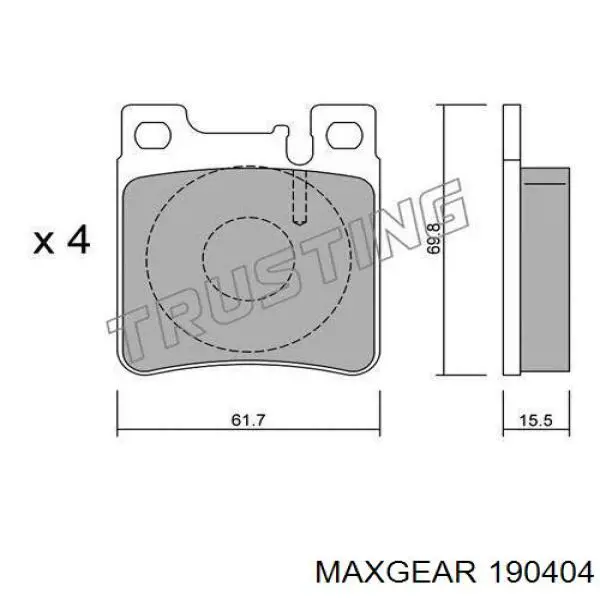Задні гальмівні колодки 190404 Maxgear