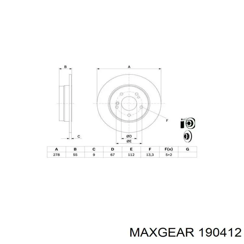 Задні гальмівні колодки 190412 Maxgear