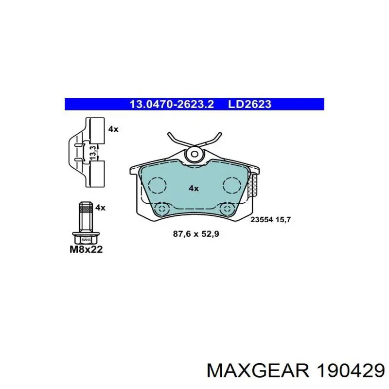 Задні дискові колодки Maxgear 190429
