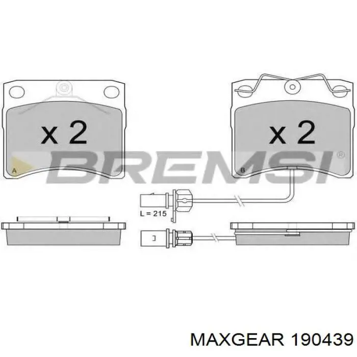 Купити 190439 Maxgear Колодки гальмівні передні, дискові