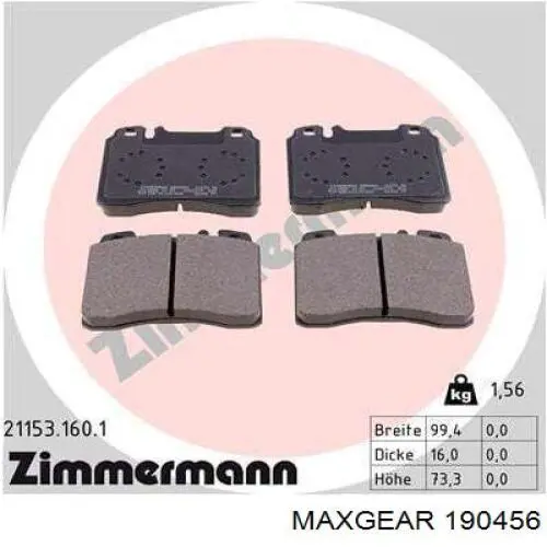 Тормозні колодки Maxgear 190456