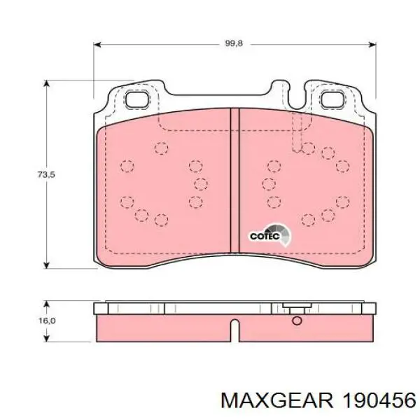 190456 Maxgear Передні гальмівні колодки