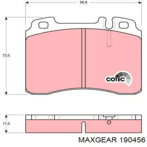 Купити 190456 Maxgear Колодки гальмівні передні, дискові