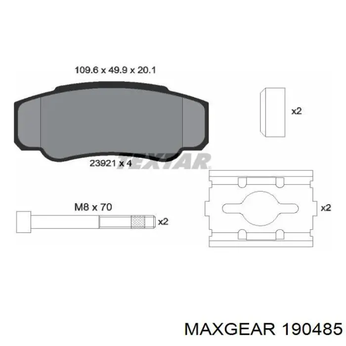 Купити 190485 Maxgear Задні колодки