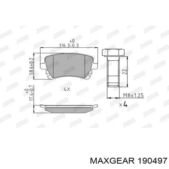Задні гальмівні колодки Maxgear 190497 ціна, від 25.82 USD