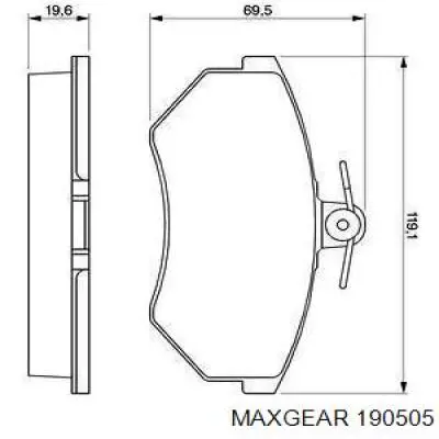 Купити 190505 Maxgear Колодки гальмівні передні, дискові