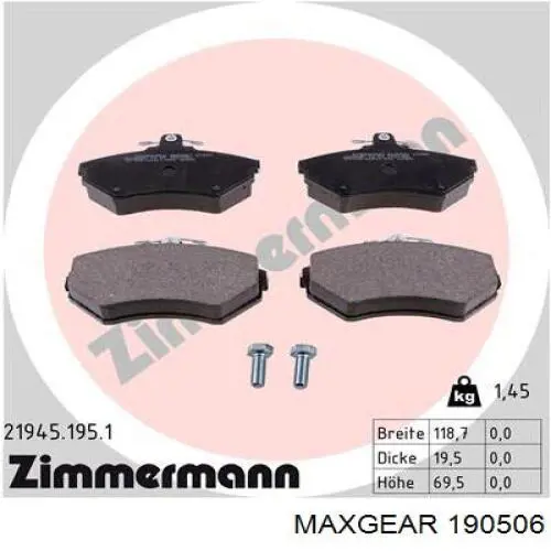 Тормозні колодки Maxgear 190506