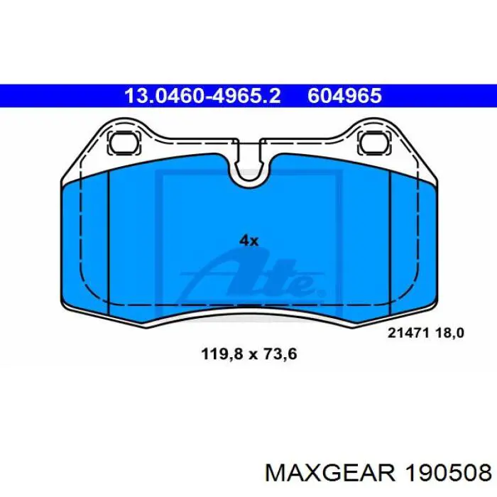 Купити 190508 Maxgear Колодки гальмівні передні, дискові