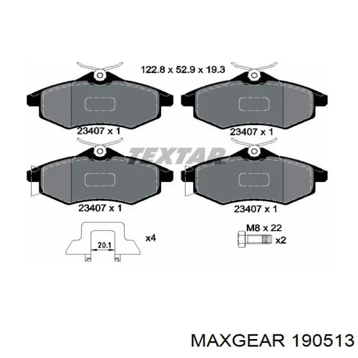 Купити 190513 Maxgear Колодки гальмівні передні, дискові