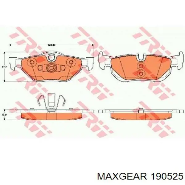 Купити 190525 Maxgear Задні колодки