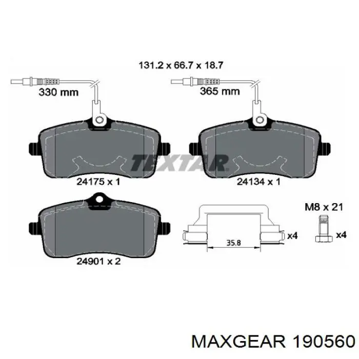 Купити 190560 Maxgear Колодки гальмівні передні, дискові