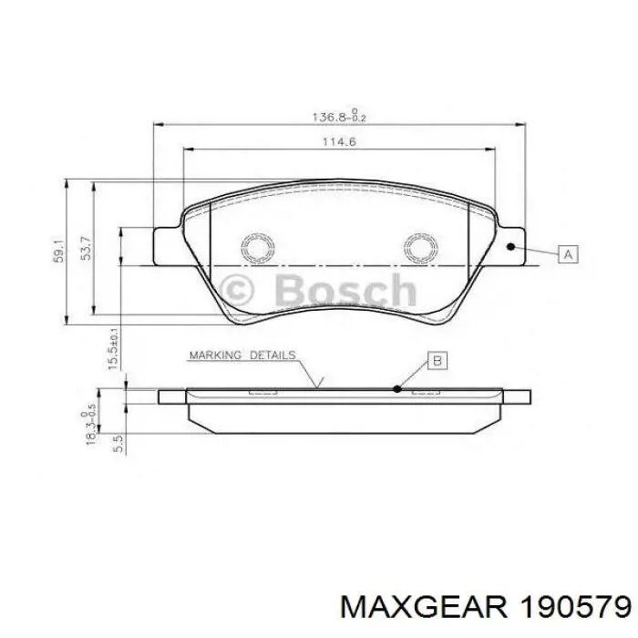 Купити 190579 Maxgear Колодки гальмівні передні, дискові