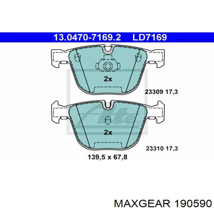 Задні гальмівні колодки 190590 Maxgear