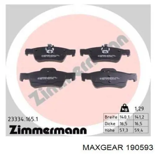 Задні гальмівні колодки Maxgear 190593 ціна, від 23.13 USD