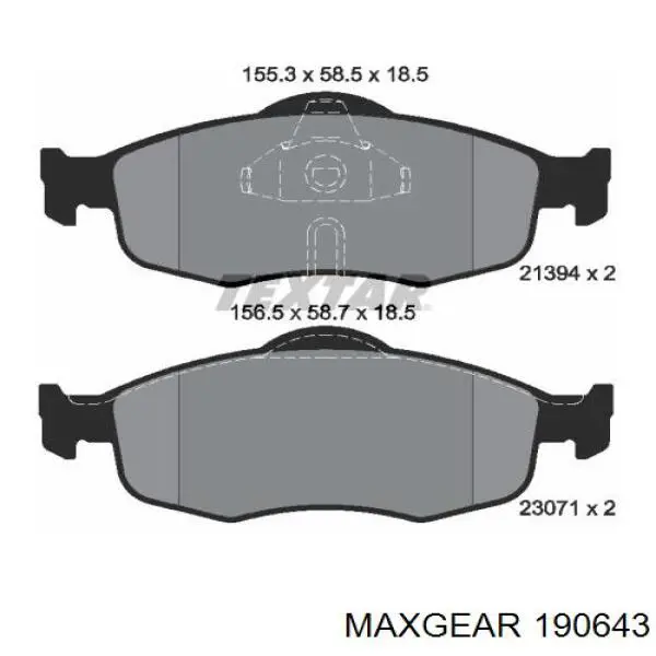 Купити 190643 Maxgear Колодки гальмівні передні, дискові