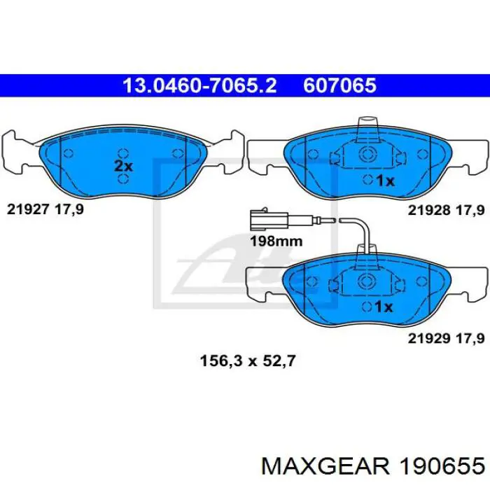 Купити 190655 Maxgear Колодки гальмівні передні, дискові