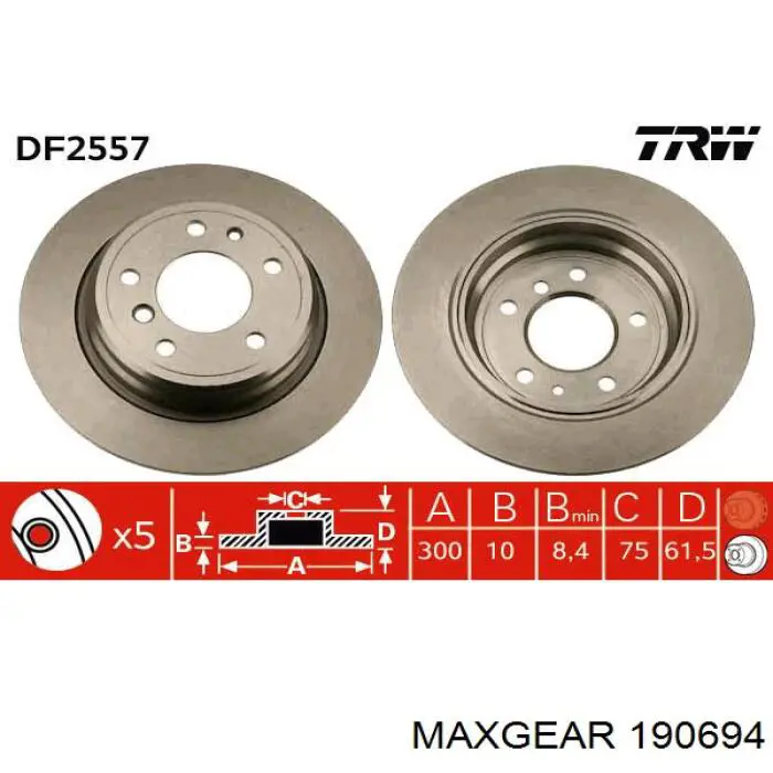 Гальмівні диски 190694 Maxgear