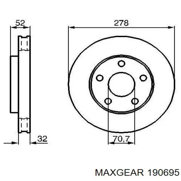 190695 Maxgear диск гальмівний передній