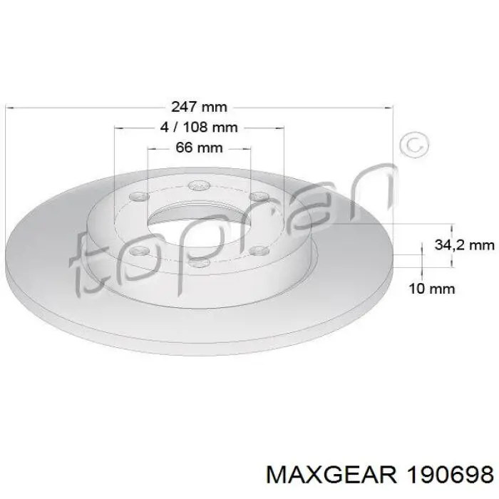 Купити 190698 Maxgear Ротор гальмівний